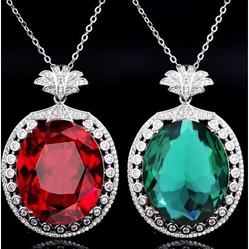 QTT Luxury Shiny CZ Solitaire Pendant Necklace 925 Sterling Silver Choker Statement Crystal Necklace Women Clavicle Chain
