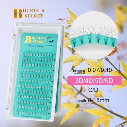 Big Eyes Secret Short Stem Premade Volume fans Faux Mink Pre Made Lashes Russian Eyelash Extension