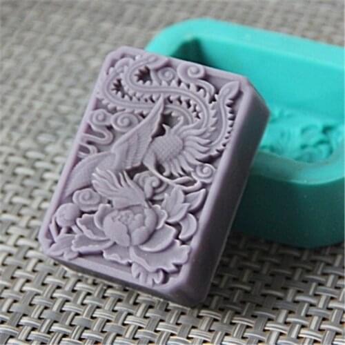 Silicone Soap Mould Phoenix Tail embossment pattern soap mold DIY Articraft handmade oil soap silicone mold aroma stone mold