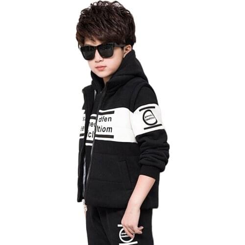 Sports Suit For Boys 3pcs/set Childrens Suit Cotton Hooded Vest + T-shirts + Pants Boys Kids Sportswear Tracksuit Warm Clothing