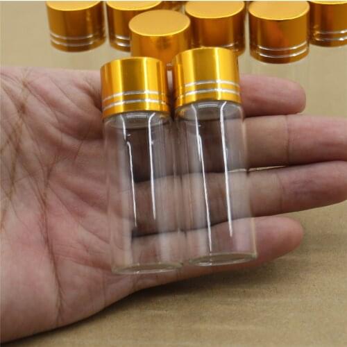 50 pcs/lot 22*60mm 12ml DIY Glass Bottle Golden Plastic Cap Mini Test Tube Spices Small Glass Jars Container Decorative Vials