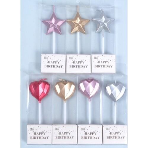Wedding Cake Decoration Star Heart Candle Gold/Sliver Love Letter Romantic Birthday Party DIY Curve Paraffin Candle Decoration