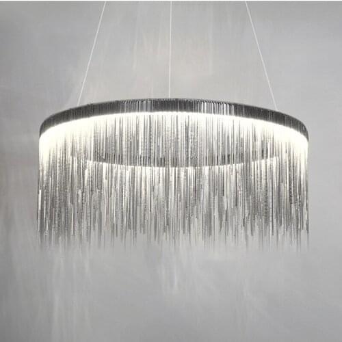 LED Nordic silver pendant light aluminum chain loft pendant lamp modern hanging light in dining kitchen room gold pendant lights
