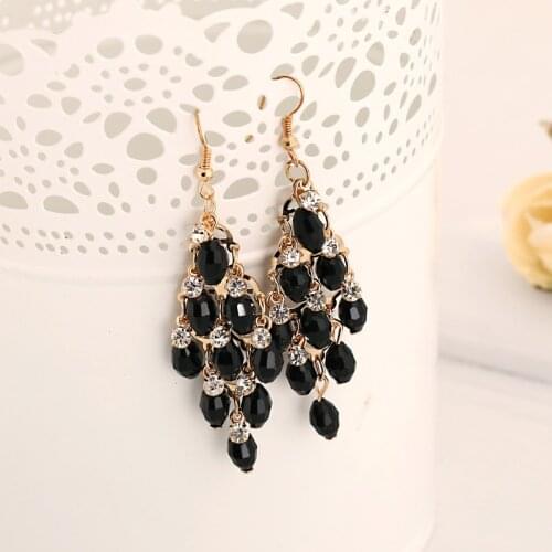 YFJEWE Design New Cherry Crystal Earrings For Women Rhinestone Combination Texture Drop Earrings Fashion Jewelry Wholesale #E099