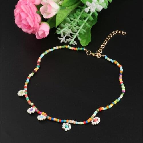 Girl Summer Beach Flower Pendant Chain Necklaces Fashion Accessories Jewelry