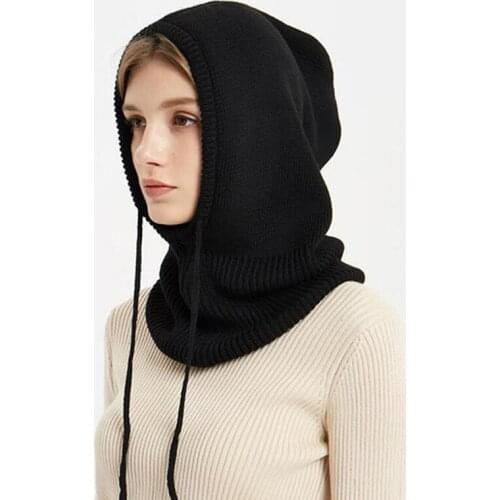 CNTANG Unisex Women Hats Knitted Hooded Neck Balaclava Mens Winter Warm Beanies Female Wool Hat Autumn Fashion Scarf Cap Brand