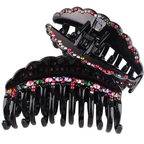 Korea Rhinestone Hair Claw for Women Crystal Barrettes Hair Crab Hairpin Colorful Claw Clamp Ladies Hair Accessories Headwear