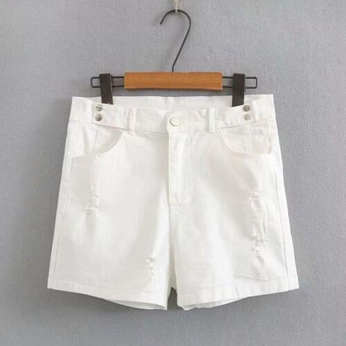 Plus Size Jean Shorts For Women High Quality Washed Denim Hole Design Pant Leg Design Large Size Summer Trousers For Fatwomen