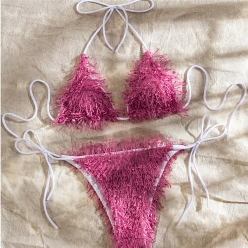 Tassel Women Bikini Fashion Beacwear Brazilian Womens Swimsuits Micro Thong Bikinis Low Waist Tanga Halter Biquini Bathing Suit