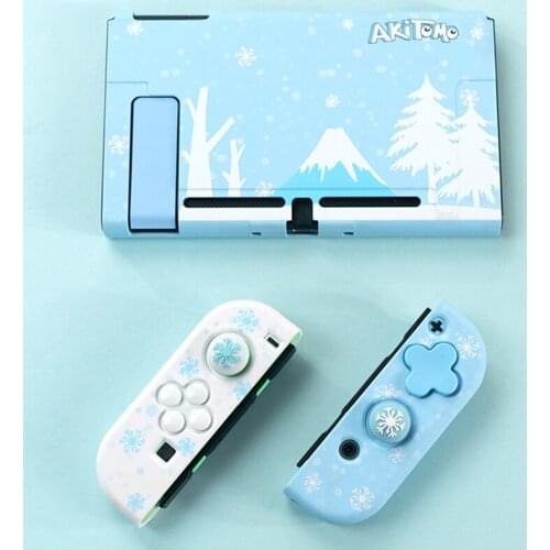 Hard Protective Case for Nintend Switch Shell Blue Snowflake Full Cover with Caps for Nintendo Switch Joy-con Game Console Case