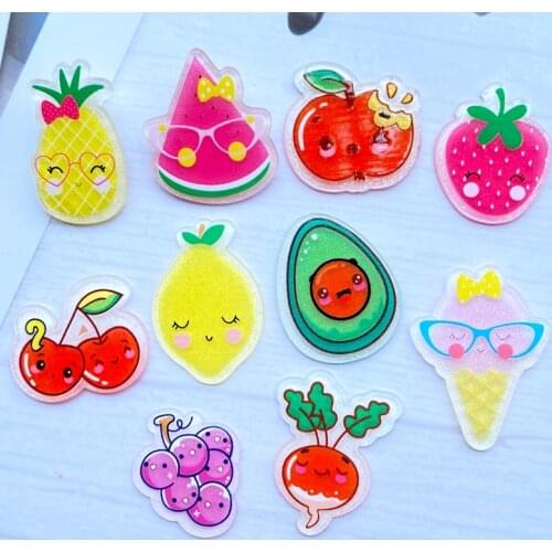 10Pcs Kawaii Cute Mixed Fruit Series Flat Back Acrylic Cabochons Scrapbooking DIY Jewelry Craft Decoration Accessorie H88