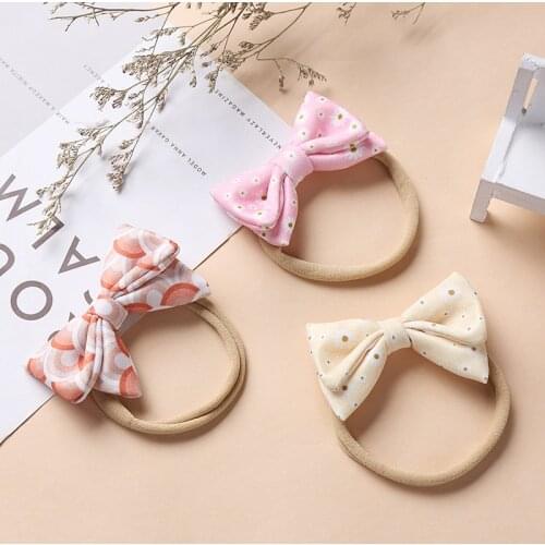 36 Pcs/Lot, Floral Print Fabric Bow On Nylon Headbands Or Hair Clips, Infant Baby Hair Accessories