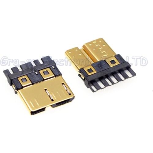 5pcs 24K Gold Plating Micro usb male plug 3.0 USB Connector USB 3.0 Terminals