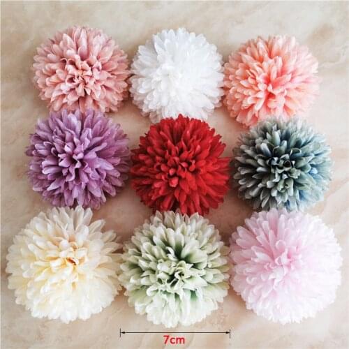 5pcs 7cm Artificial Flower Silk pompom Flower Head Wedding Party Home Decoration DIY Accessories Wreath Scrapbook Flowers