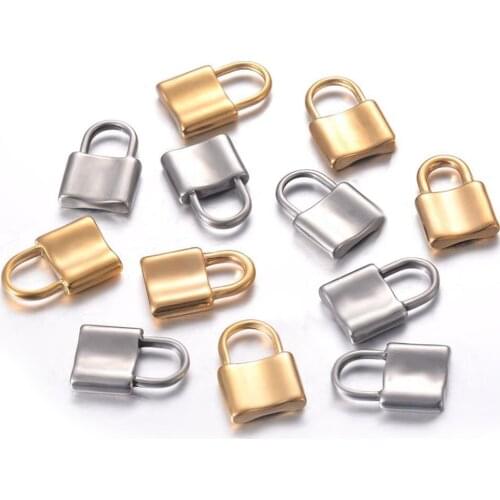 5pcs/lot Stainless Steel Padlock Pendant Square Lock Charms Pendants DIY For Jewelry Making Wholesale Accessories 15X22mm