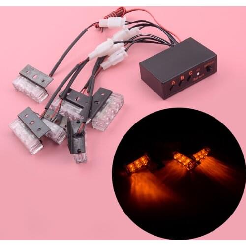 6pcs 12V Car LED Truck Recovery Breakdown Grill Bar Flashing Strobe Light Warning Lamp