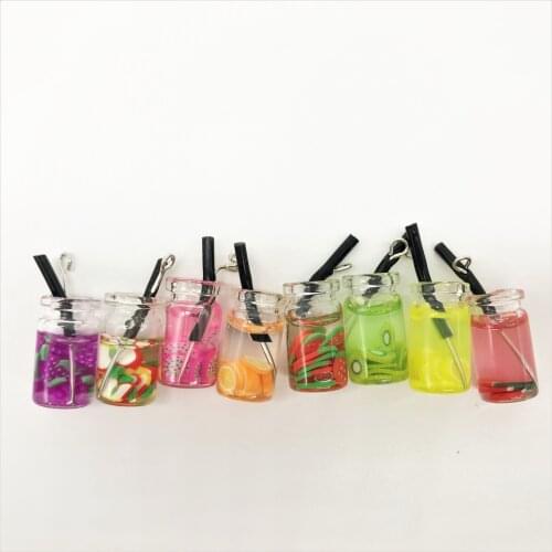 6pcs Charms Fruit Orange Apple Strawberry Lemon Juice Pendant Crafts Making Findings Handmade Jewelry DIY for Earrings Necklace