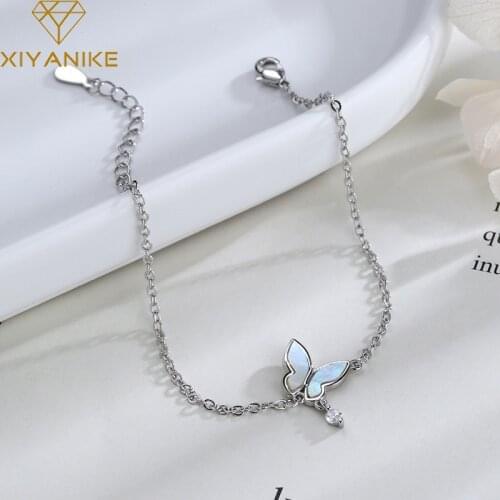 XIYANIKE 925 Sterling Silver Shining Butterfly Bracelet For Women Unique Design Simple Temperament Fashion Jewelry Bangles Gift