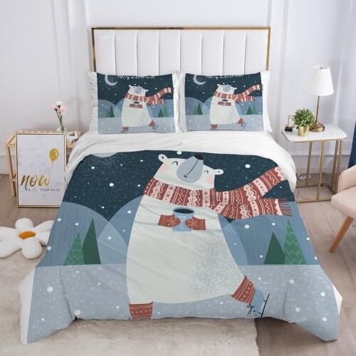 CartoonChristmas Childrens Bedding set for kids baby Duvet cover set pillow case Bed linens Quilt cover Bed set Single bear