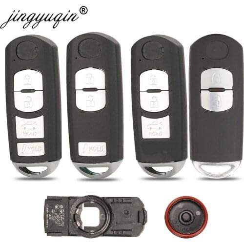 Jingyuqin Smart Remote Key Shell Case 2/3/4 Button Fit For Mazda X-5 Summit M3 M6 Axela Atenza With Emergency Key Blade