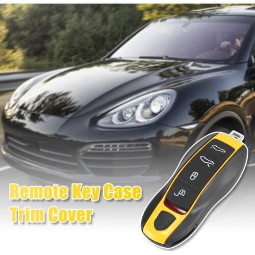 X Autohaux Gold Tone Car Remote Key Fob Case Cover Shell Trim Plastic for Porsche Cayenne Panamera Macan