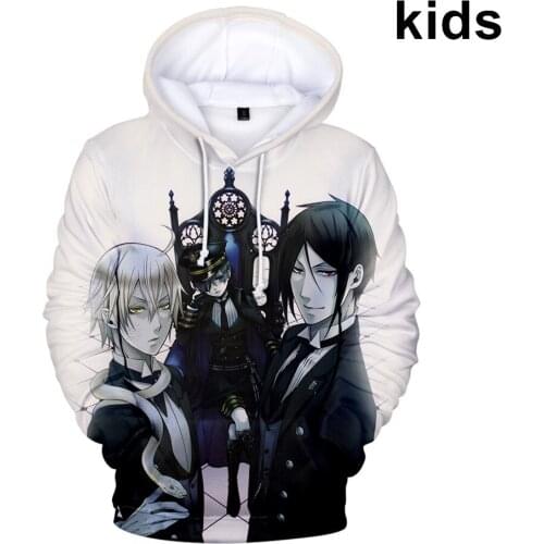3 To 14 Years Kids Hoodies Anime Black Butler 3D Printed Hoodie Sweatshirt Boys Girls Kawaii Cartoon Jacket Coat Teen Clothes
