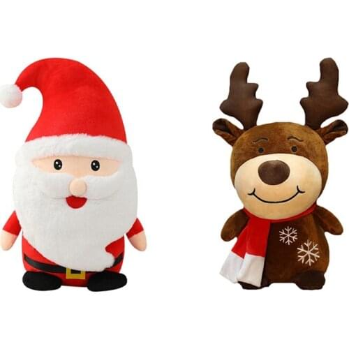 22cm Kids Christmas Plush Toys Lovely Cartoon Santa Claus Elk Soft Stuffed Doll Toys For Children Xmas Birthday Gifts Home Decor