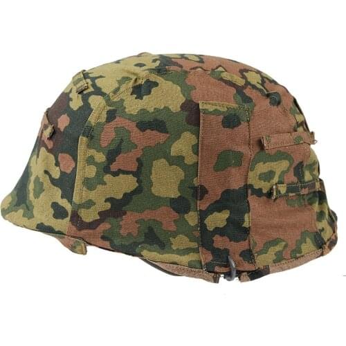 WWII WW2 GERMAN ARMY M35 REVERSIBLE HELMET COVER COLOR SPRING AND FALL OAK CAMO WORLD WAR II SOLDIER MILITARY WAR REENACTMENTS