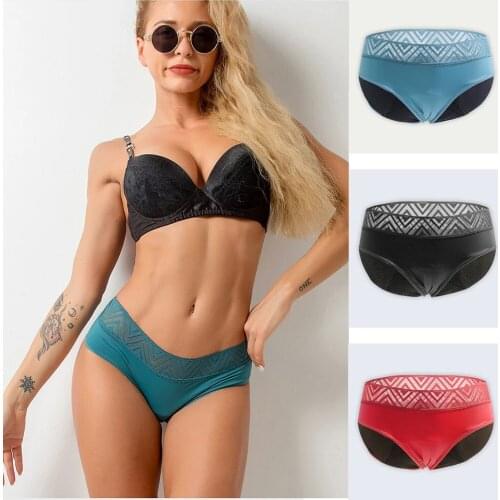 1pcs Leakproof Womens Menstrual Panties Period Breathable Sexy Lace Lingerie Physiological Underpants 4 Layers Dropshipping