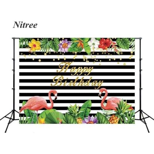 Birthday Photography Background Flamingo Forest Flowers Backdrop Decor Photocall Backdrop Photo Studio