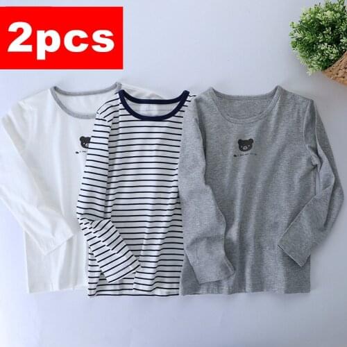 Girls Boys Tshirt Children T-shirt Toddler Top Kids Tees Long Sleeve Round Neck Casual Tee Cotton Clothes 3 to 8 Years