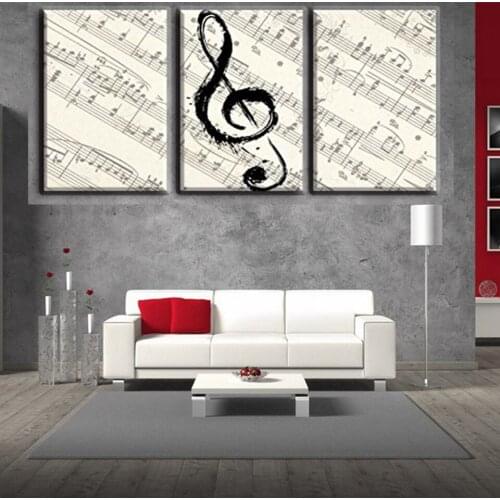Art Poster Modern Home Framework Wall 3 Panel Musical Notation Book Decor Living Room Canvas HD Print Painting Modular Pictures