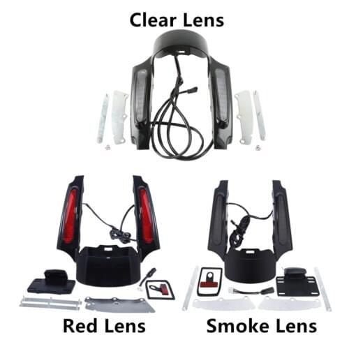Motorcycle Rear Fender Fascia Set W/ LED Light For Harley Touring Road King Glide Electra Glide Street Glide 2009-2013