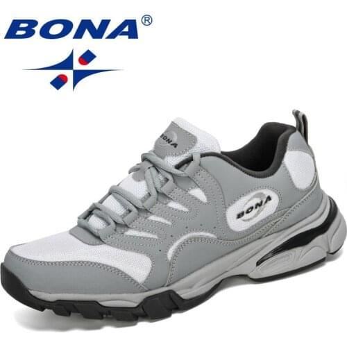 BONA 2020 New Designers Action Leather Trendy Running Shoes Men Breathable Walking Outdoor Sport Sneakers Man Jogging Footwear