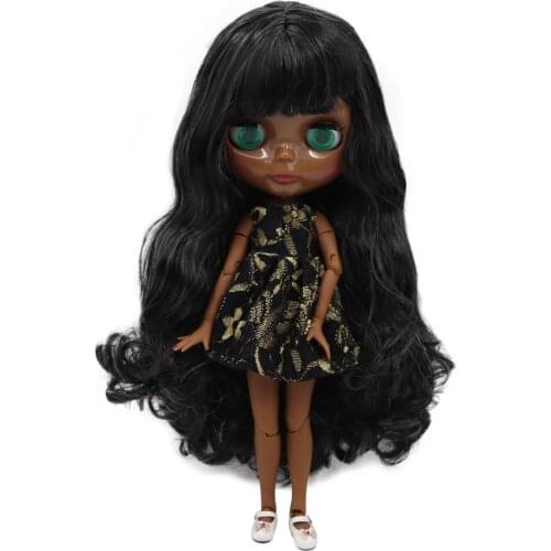 ICY DBS Blyth doll super black dark skin joint body dark black hair with curly hair.No.BL117/9016