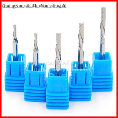 Left helical Spiral milling cutter down cut one Flute router bit CNC end mill carbide milling cutter for acrylic A Series