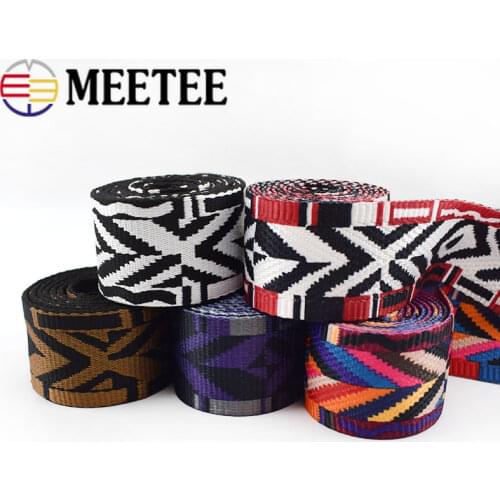 Meetee 4Meters 5cm 2mm Thick Polyester Jacquard Hollow Webbing Bag Strap Webbing Ribbon DIY Garment Textile Lace Sew Accessories