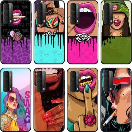 Fashion girl art For Huawei Y9A Y9S Y9 Y8P Y8S Y7A Y7P Y7 Y6 Y6P Y6S Y5P Y5 Prime Pro 2019 2020 Black Soft Phone Case