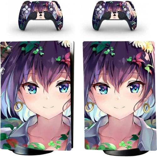 Cartoon Girl PS5 Digital Edition Skin Sticker for Playstation 5 Console & 2 Controllers Decal Vinyl Protective Skins Style 2