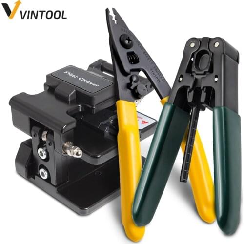 FTTH Fibra Optic Tools Kit 3 in 1 FC-6S Fiber Cleaver 3 Holes Stripper Miller Pliers Drop Cable Stripper