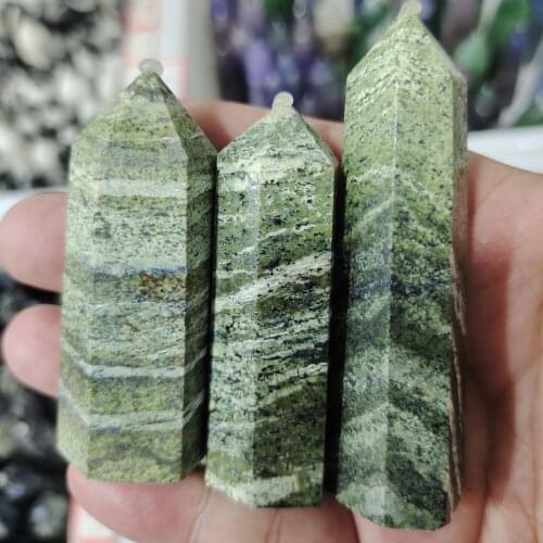 Natural Crystal Epidote Column Crystal Point Quartz Mineral Stone Healing Obelisk Wand Home Decor DIY Gift Decoration Reiki