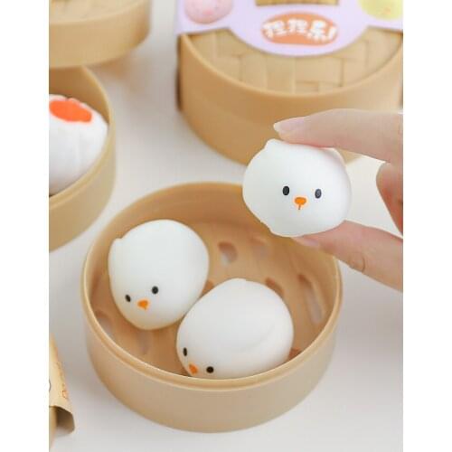 New Simulation Barbecued Pork Bun Toy Decoration Cute Food Decompression Steamed Bun ins Pinching Music Vent Artifact Decoration