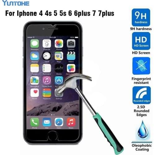 10pcs/lot HD anti-Explosion 2.5D 0.3mm 9H Hardness Premium Tempered Glass screen protector for iphone 7 7plus 6 6s 5S 4S