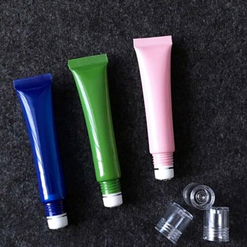 20G Pink Green Empty Cosmetic Plastic Soft Tube with 3 Beads Rollers Eye Cream Essential Oil Gel Packaging Containers 20pcs/lot