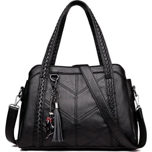 Luxury Handbag Women Bag 2021 New Soft Leather Casual Tassels Tote Large Capacity Ladies Shoulder Messenger Bag Sac A Main Femme