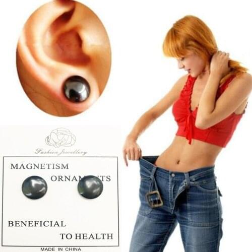 1 Pair Women Men Magnetic Therapy Hematite Earrings Weight Loss Ear Studs Jewelry Gift
