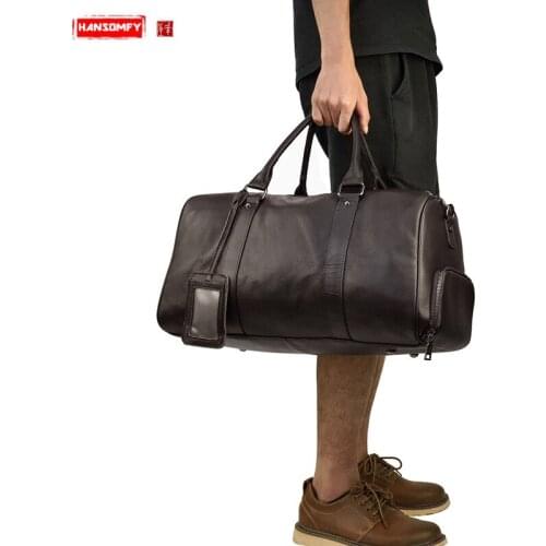 Mens Leather Bag Embossed Retro Shoulder Messenger Handbag with a Large Capacity Bags Shoes Bit Travel Bags Vintage Soft Men