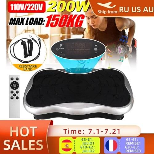 150KG/330lb Exercise Fitness Slim Vibration Machine Trainer Plate Platform Body Shaper with Resistance Bands for Home