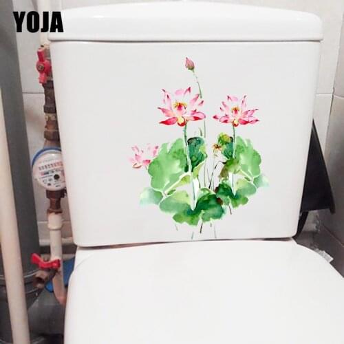 YOJA 18X23.2CM Watercolor Lotus Classical Art Home Decor Toilet Sticker Creative Room Wall Decal T1-1538
