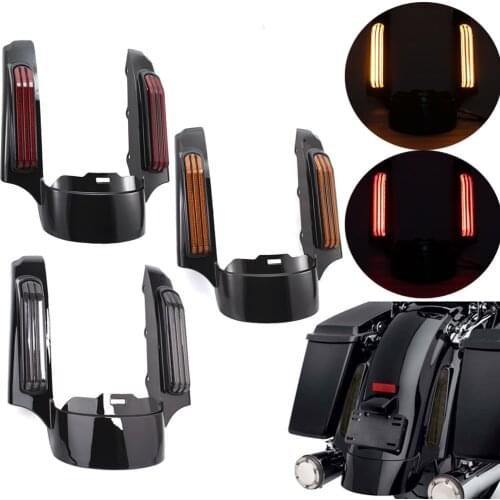 Motorcycle Rear LED Tail Lights Turn Signal Fender Extension Fascia Fit For Harley Touring Road King Electra Glide Ultra 2014-Up